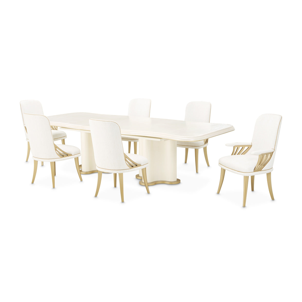 La Terrazza Double Pedestal Dining Table - Creamy Pearl