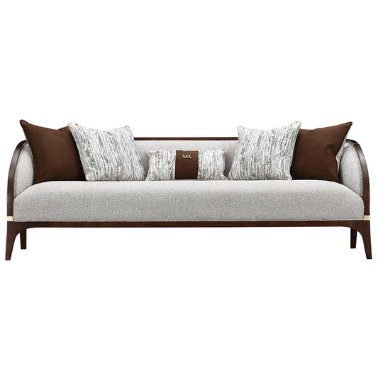Houston Bouclé Sofa - Pebble/Walnut