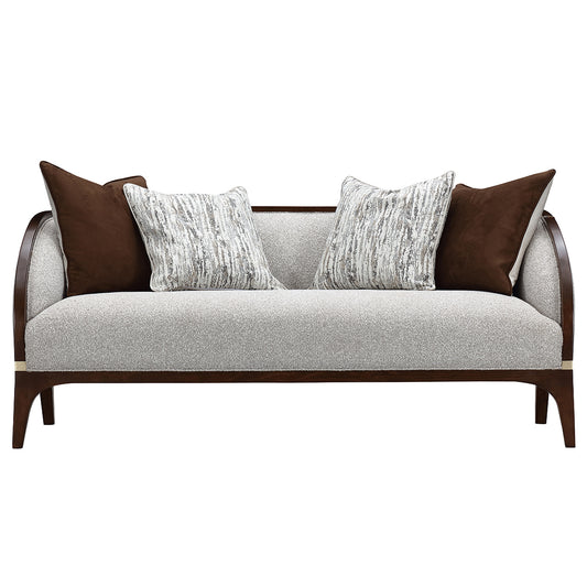 Houston Bouclé Loveseat - Pebble/Walnut