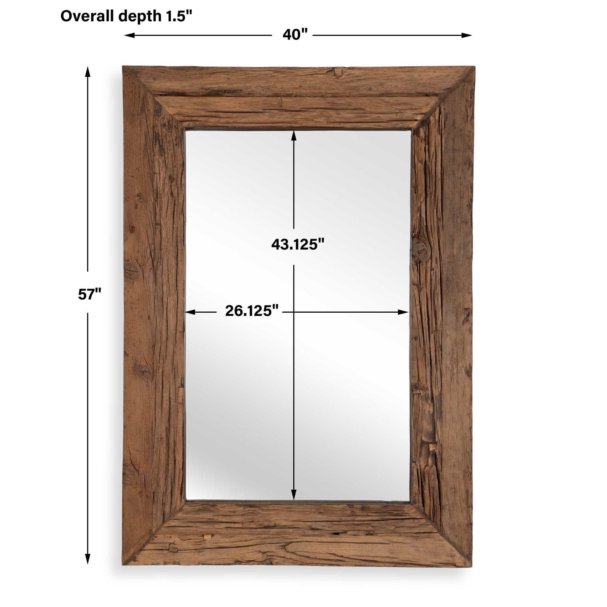 Rennick - Large Reclaimed Pine Mirror - Dark Brown