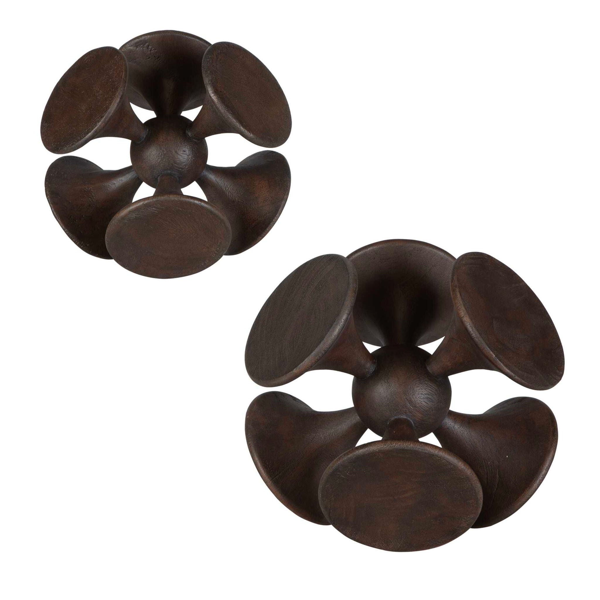 Balanced Harmony - Wooden Sculptures (Set of 2) - Dark Brown