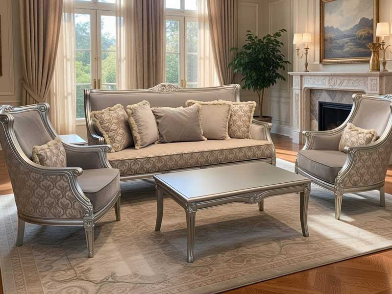 Classical Zaid Sofa and 2 Chairs Set