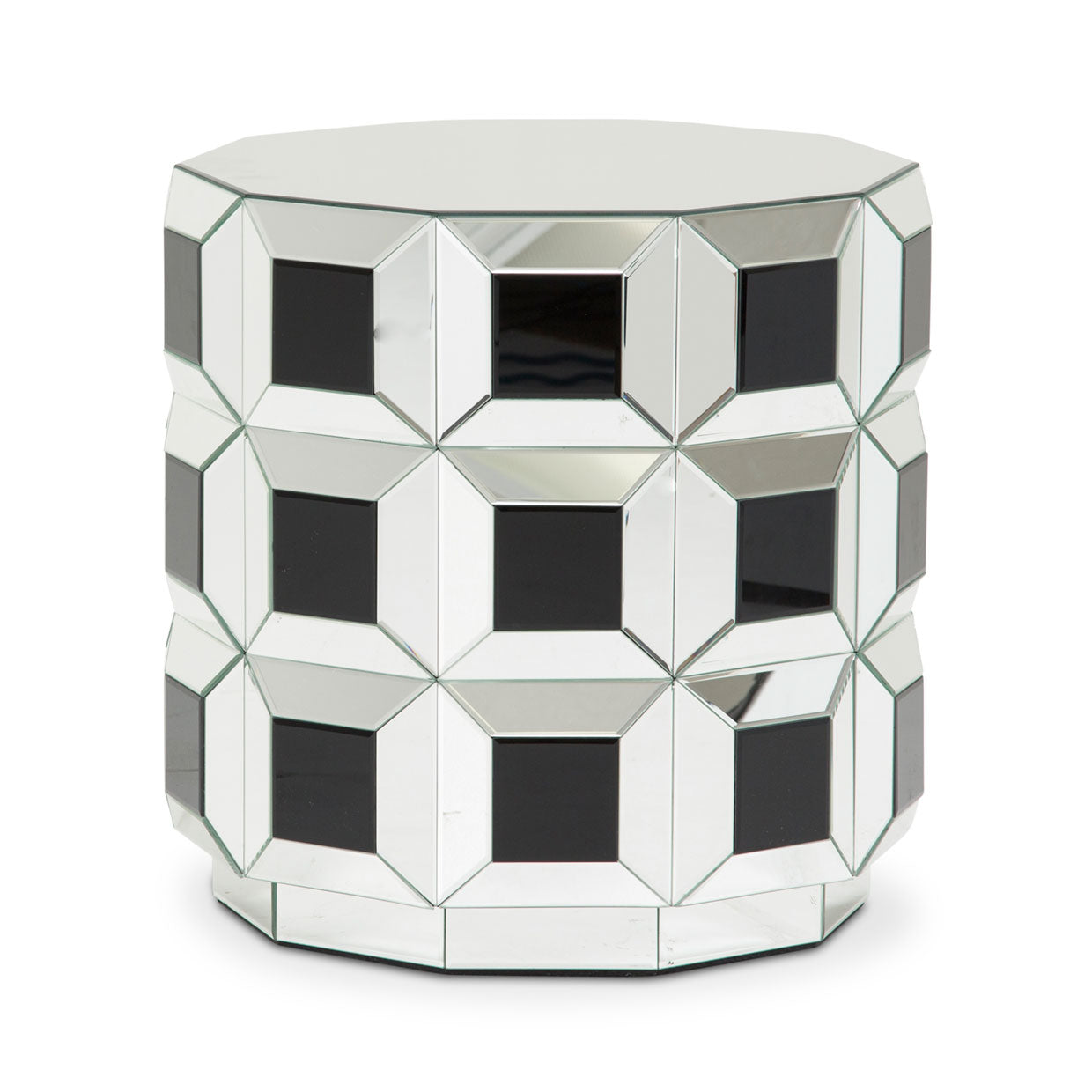 Montreal Round Mirrored Prism End Table