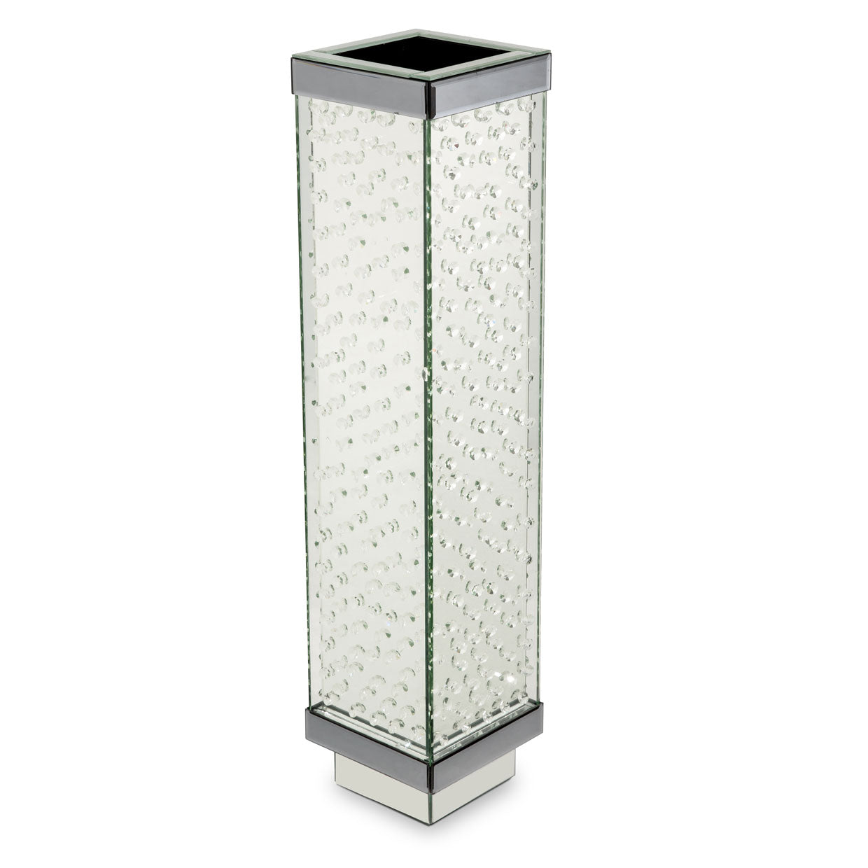 Montreal Short Mirrored Vase with Crystal Accents