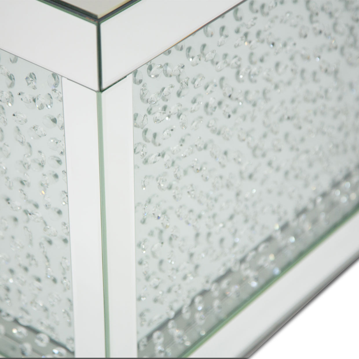 Montreal Mirrored Block End Table with Crystals