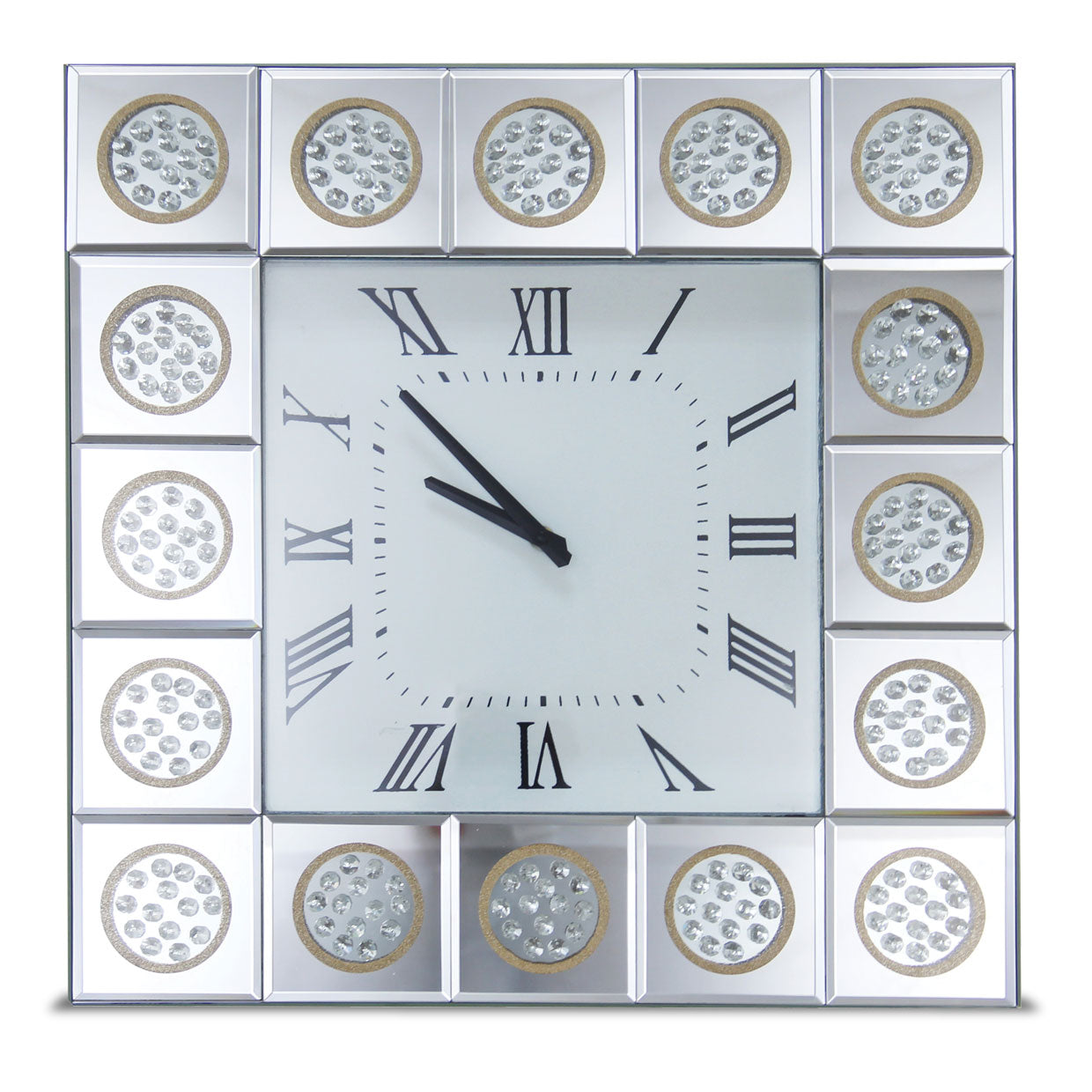 Montreal Square Wall Clock with Crystal Accents