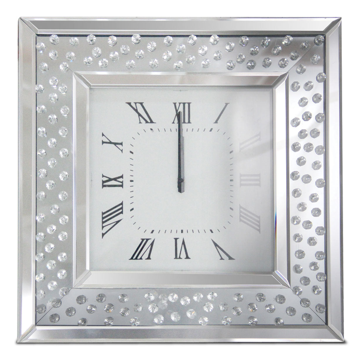Montreal Square Wall Clock with Crystal Accents