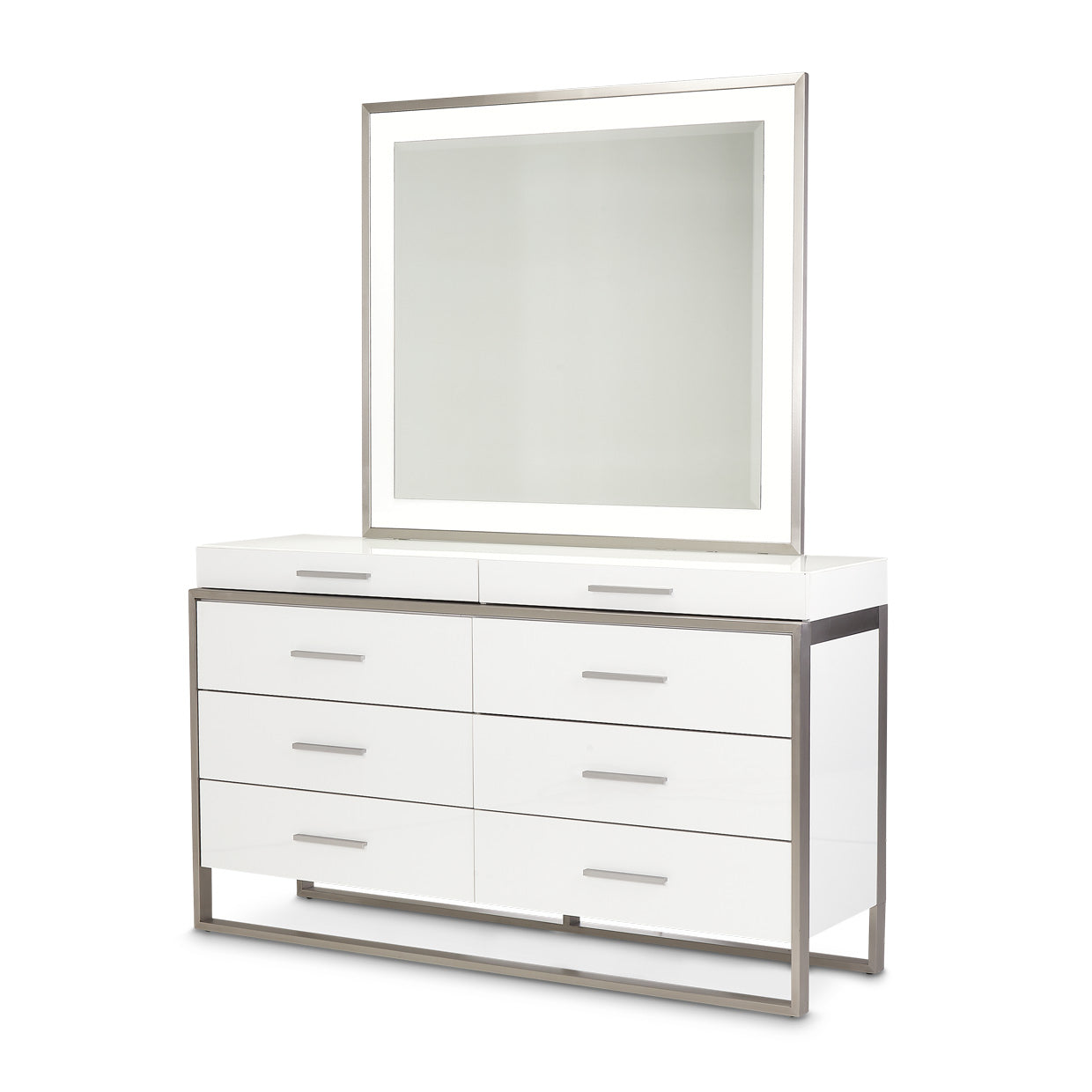 Marquee Dresser with Mirror - Cloud White
