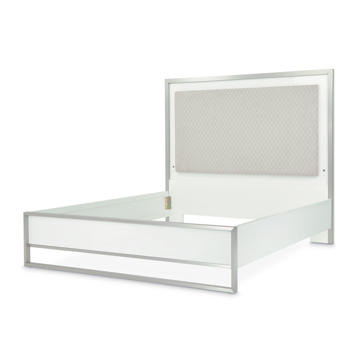 Marquee Queen Panel Bed with LED Lighting - Cloud White