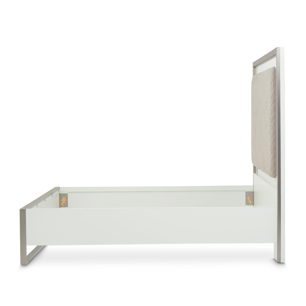 Marquee Queen Panel Bed with LED Lighting - Cloud White