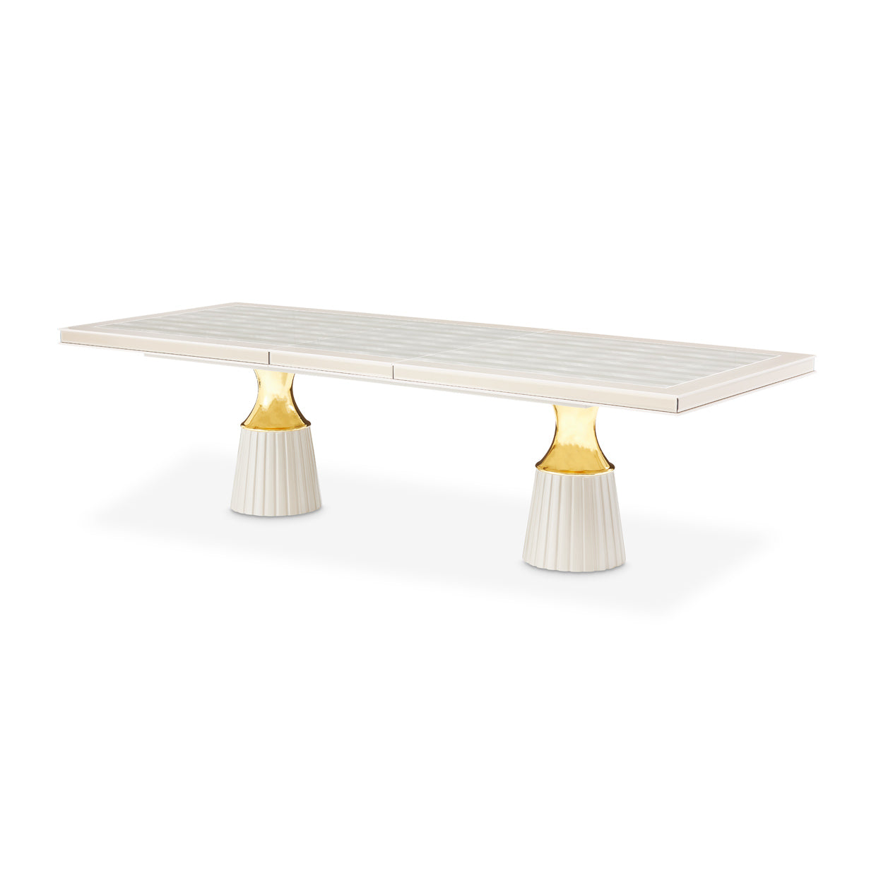 Carmela Double Pedestal Dining Table - Shimmer Ivory