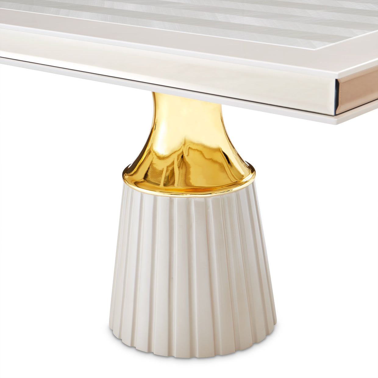 Carmela Double Pedestal Dining Table - Shimmer Ivory
