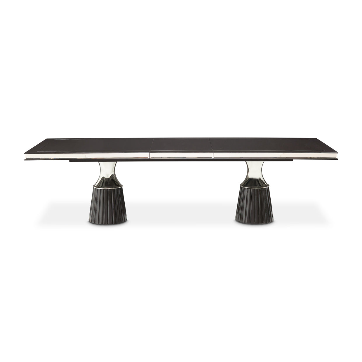 Carmela Double Pedestal Dining Table - Glossy Charcoal Sand