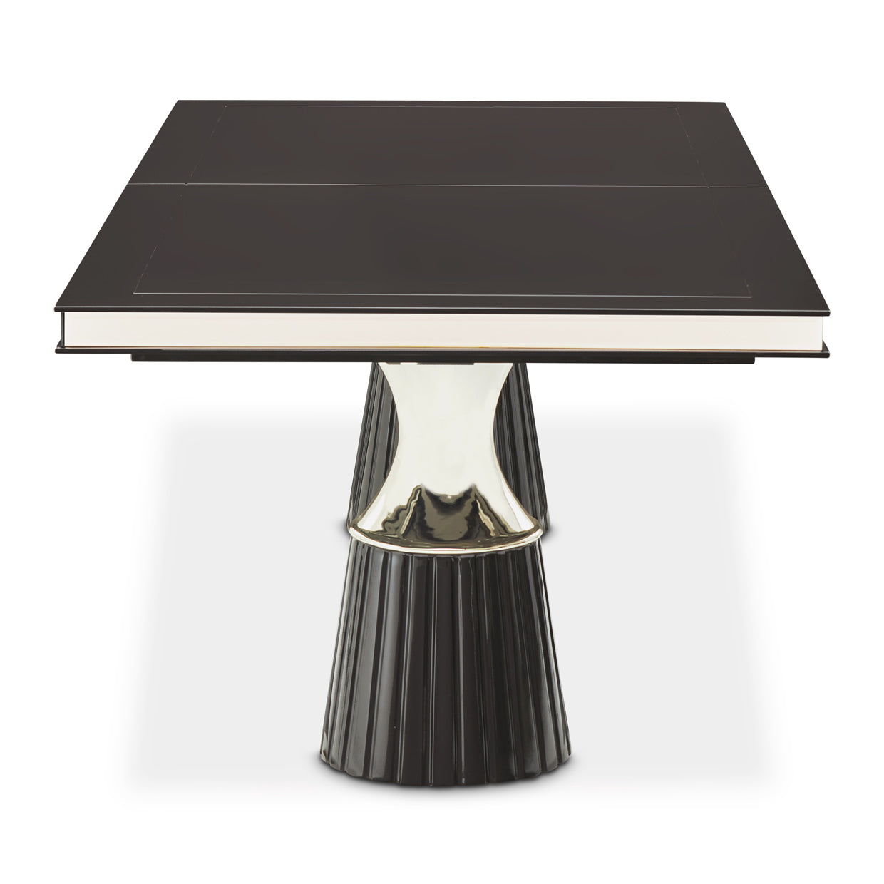 Carmela Double Pedestal Dining Table - Glossy Charcoal Sand
