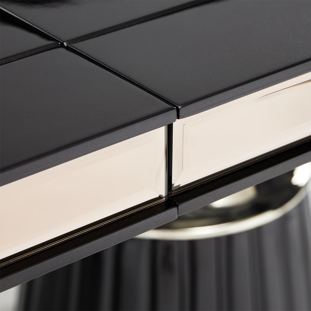 Carmela Double Pedestal Dining Table - Glossy Charcoal Sand