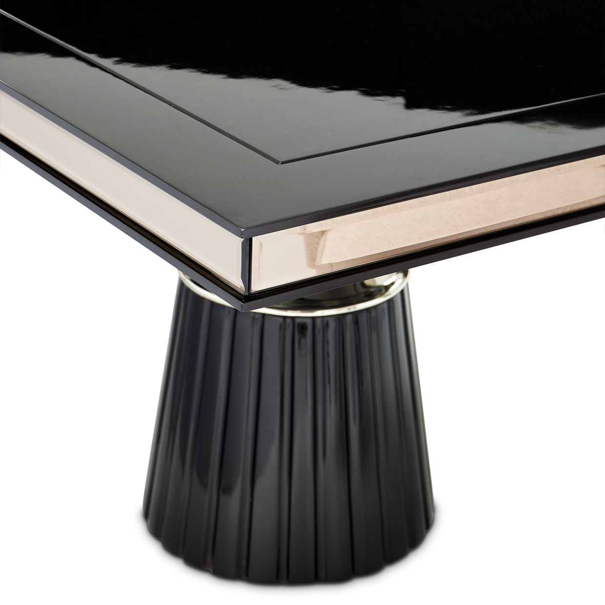 Carmela Double Pedestal Dining Table - Glossy Charcoal Sand