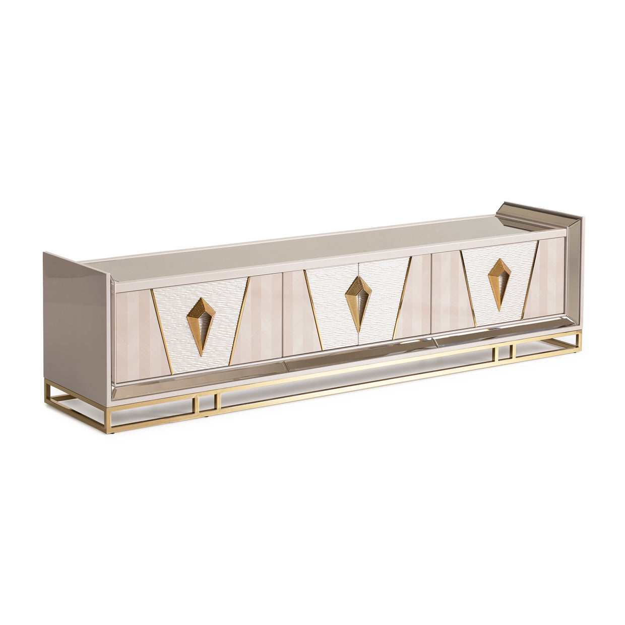 Carmela Media Cabinet - Shimmer Ivory