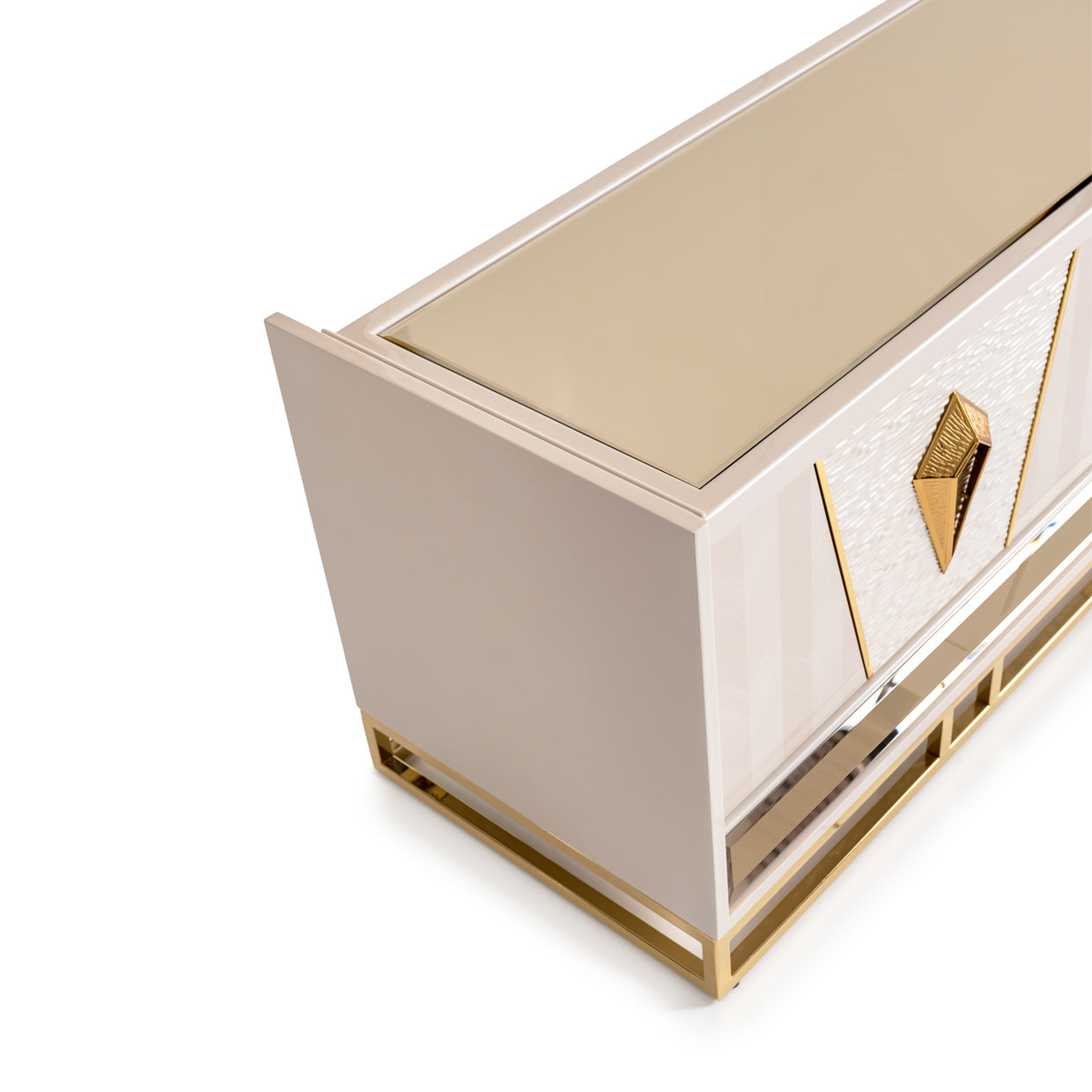 Carmela Media Cabinet - Shimmer Ivory