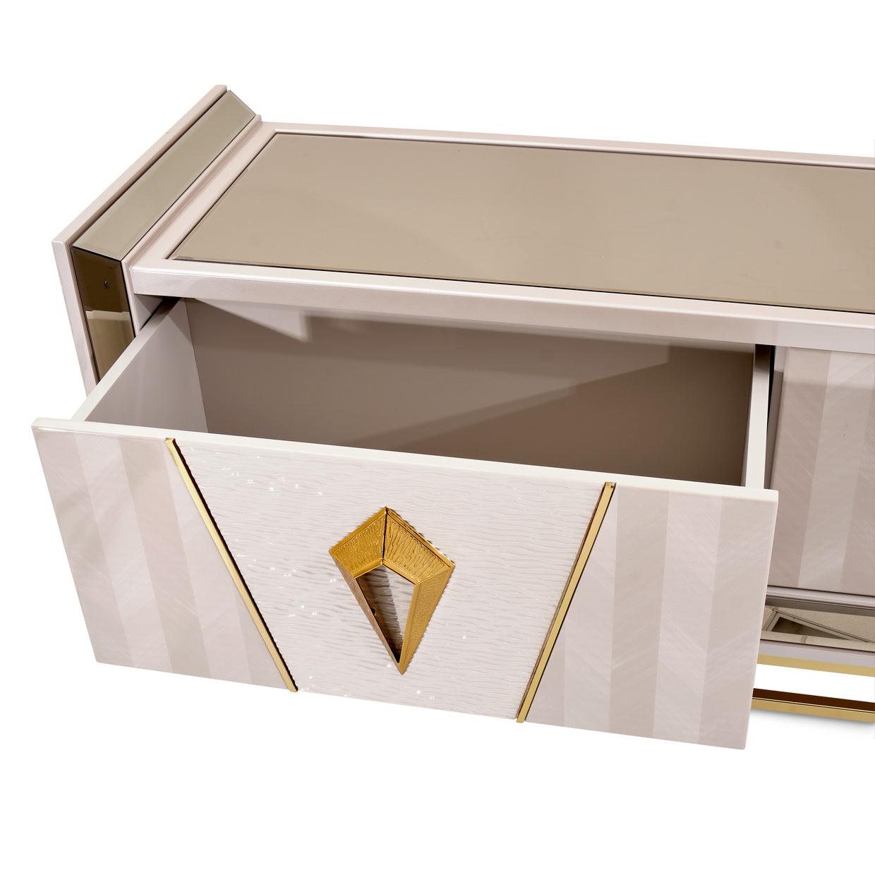 Carmela Media Cabinet - Shimmer Ivory