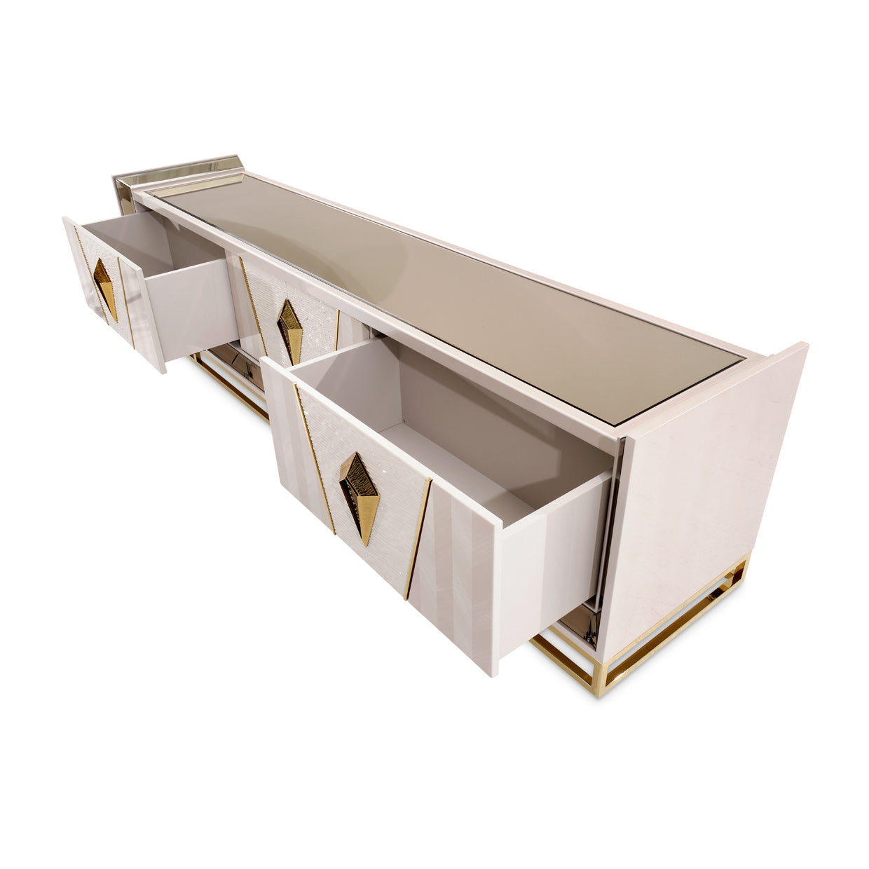 Carmela Media Cabinet - Shimmer Ivory