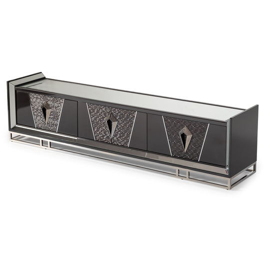 Carmela Media Cabinet - Glossy Charcoal
