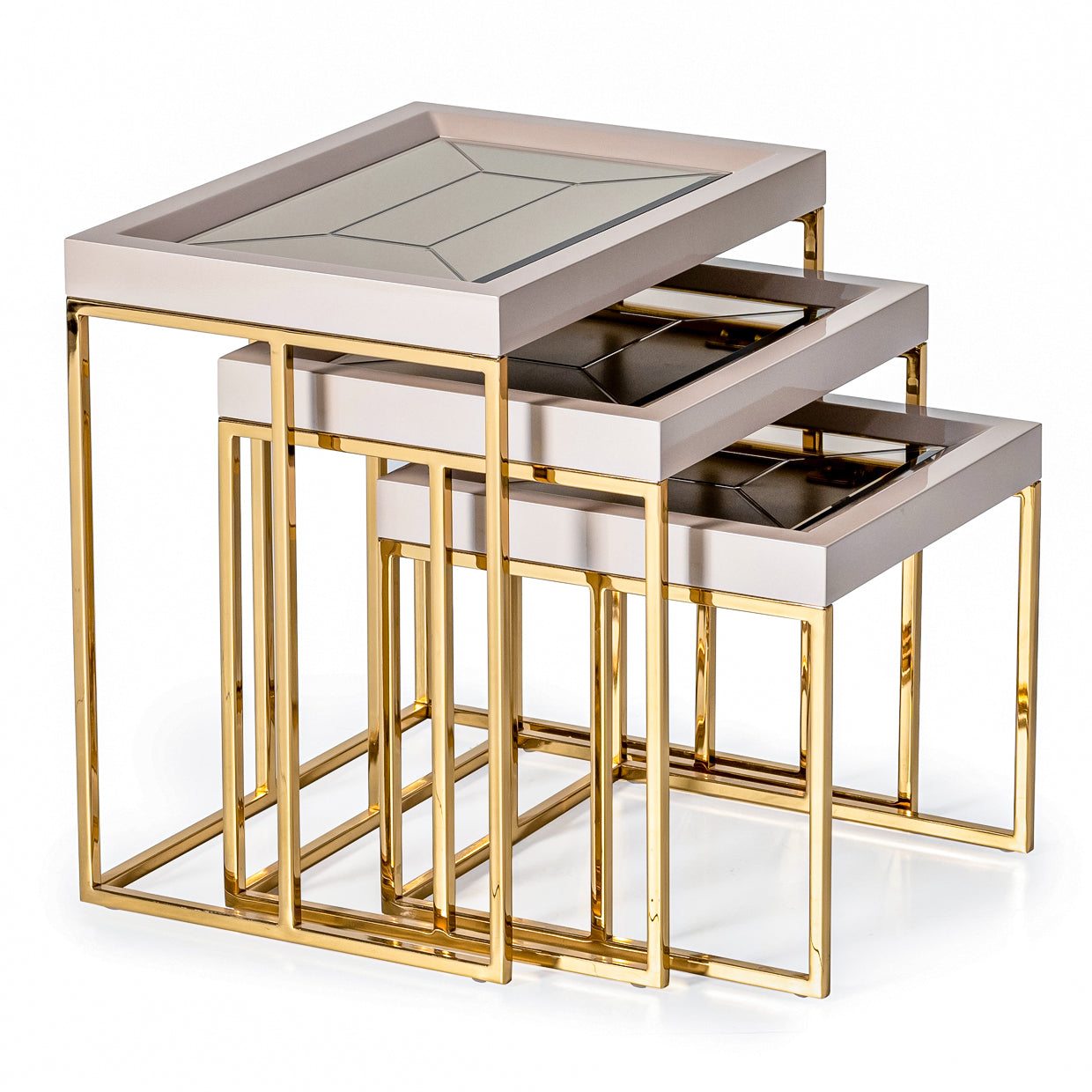 Carmela Nesting Tables, Set of 3 - Shimmer Ivory