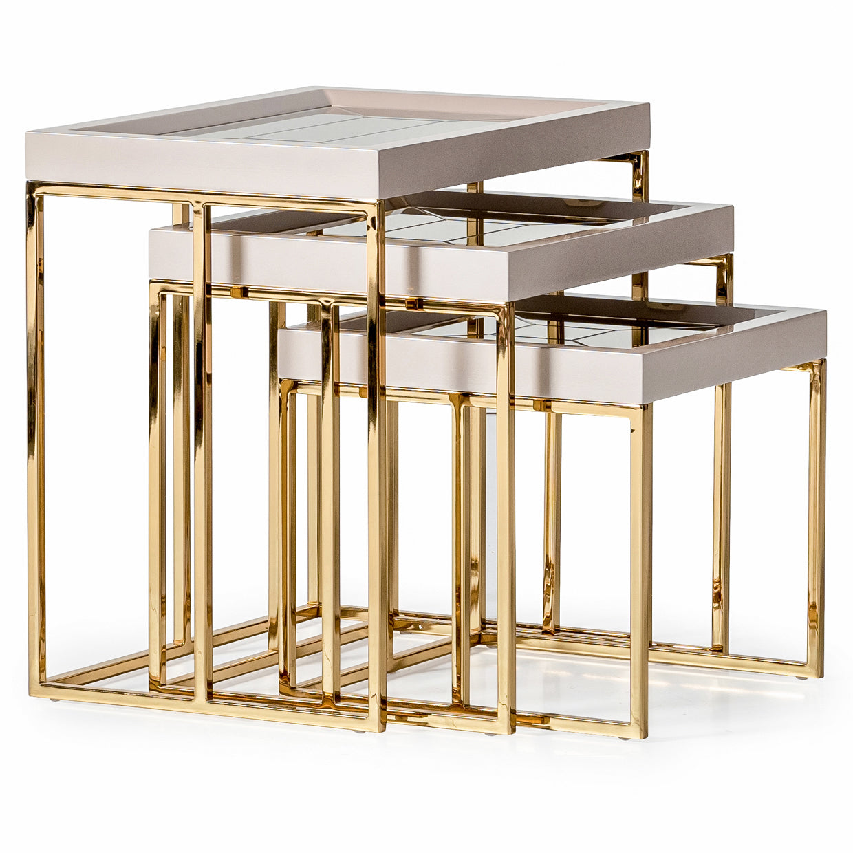 Carmela Nesting Tables, Set of 3 - Shimmer Ivory
