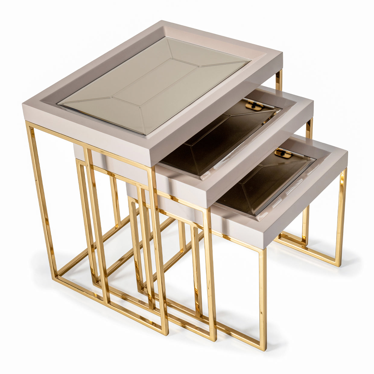 Carmela Nesting Tables, Set of 3 - Shimmer Ivory