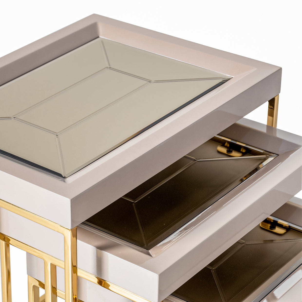 Carmela Nesting Tables, Set of 3 - Shimmer Ivory