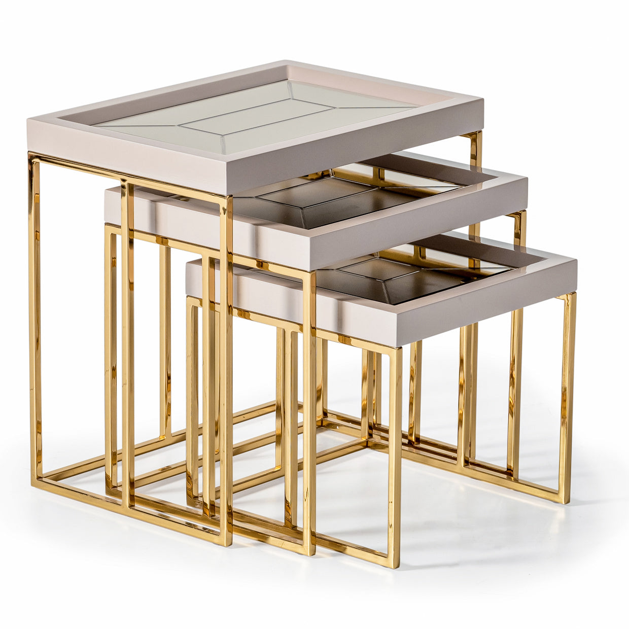 Carmela Nesting Tables, Set of 3 - Shimmer Ivory