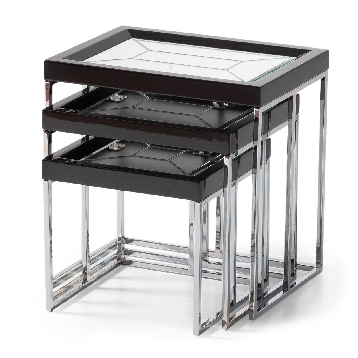 Carmela Nesting Tables, Set of 3 - Glossy Charcoal