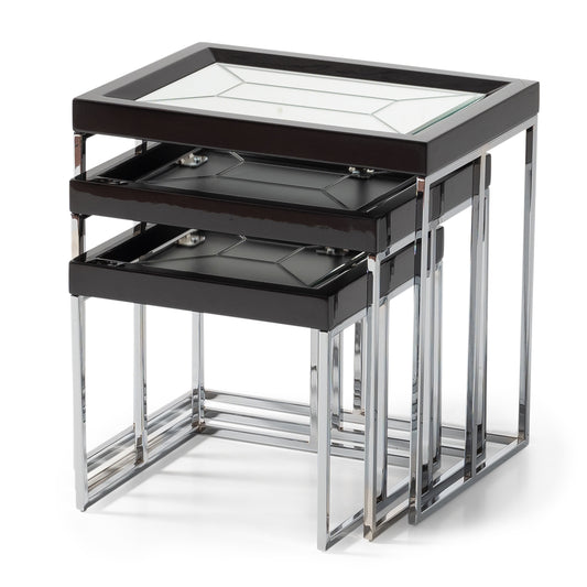 Carmela Nesting Tables, Set of 3 - Glossy Charcoal