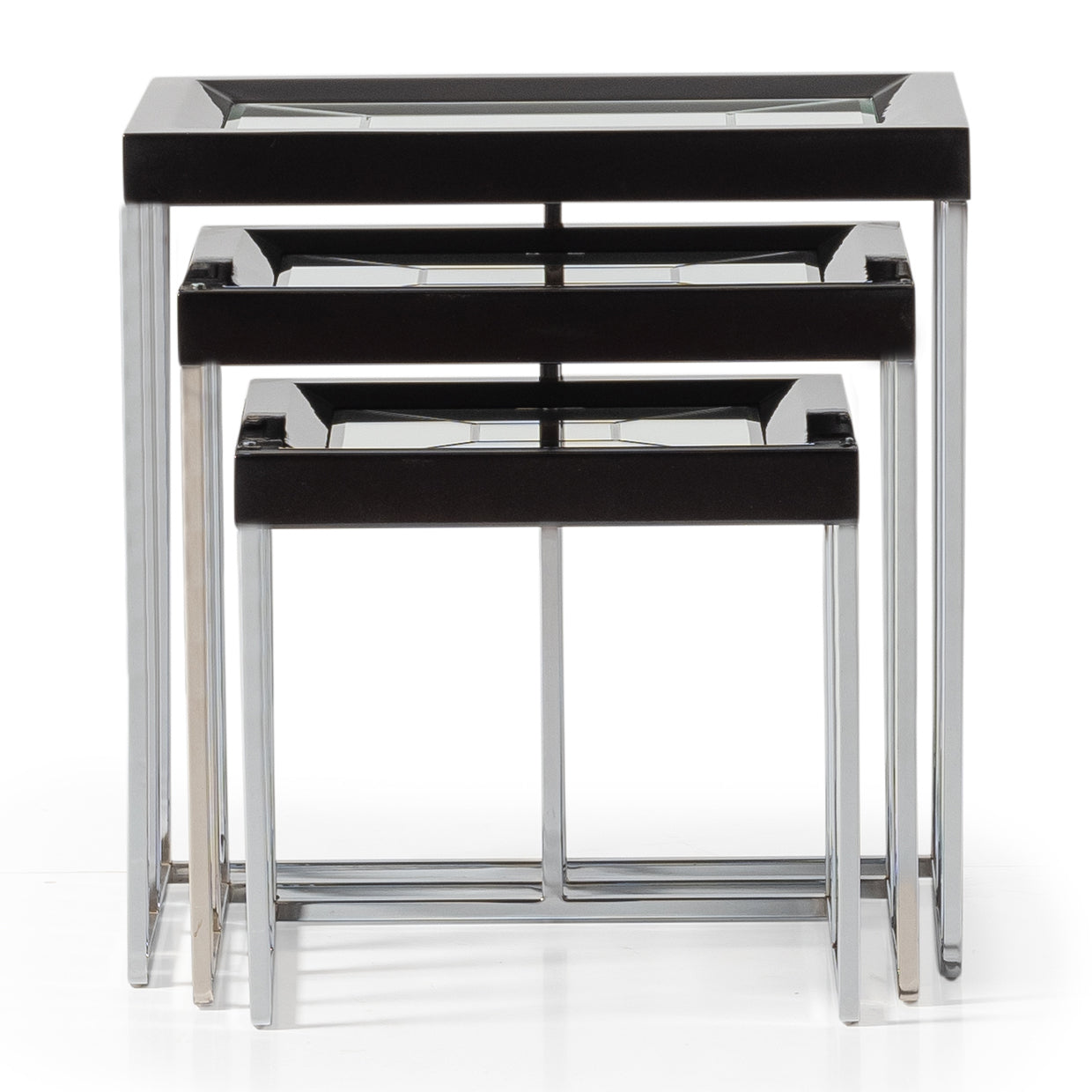 Carmela Nesting Tables, Set of 3 - Glossy Charcoal
