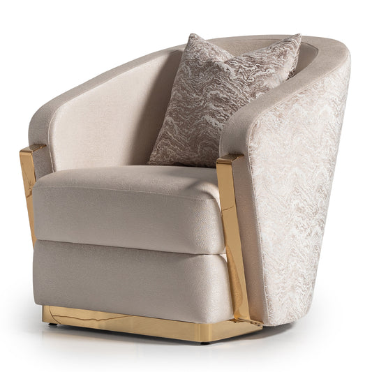 Carmela Accent Chair - Almond/Gold