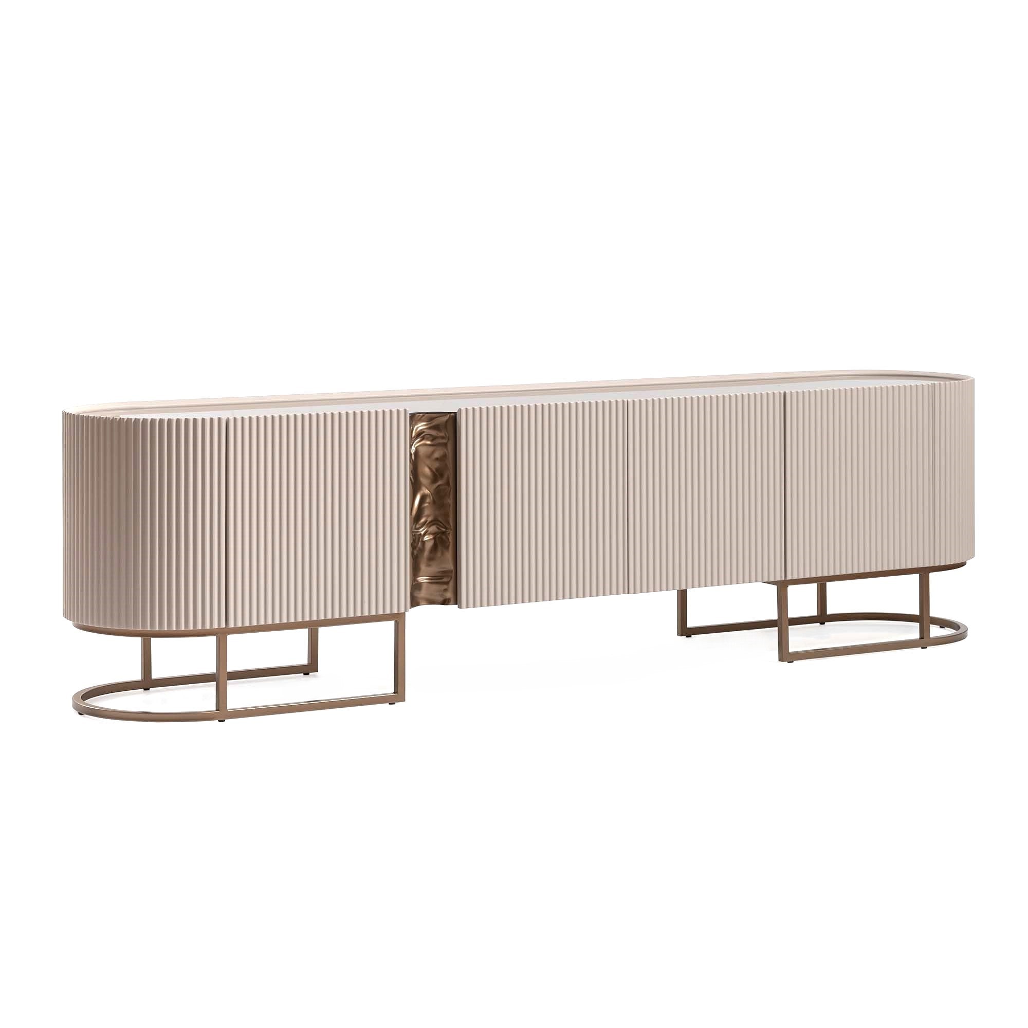 Lisbon Media Cabinet - Silken Cream/Bronze