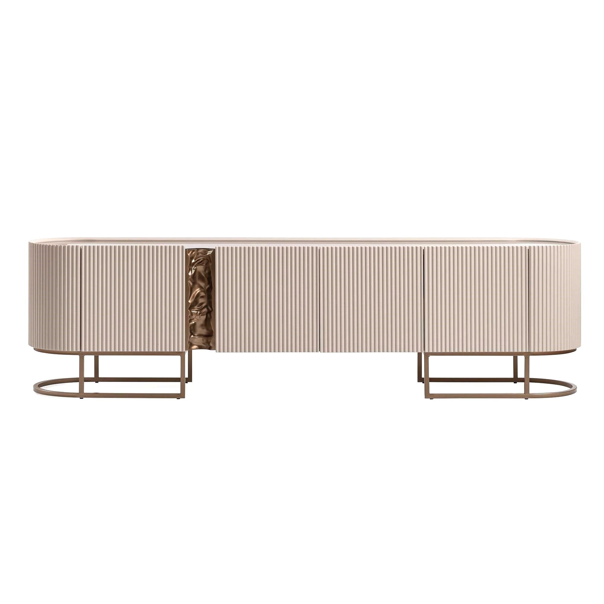 Lisbon Media Cabinet - Silken Cream/Bronze