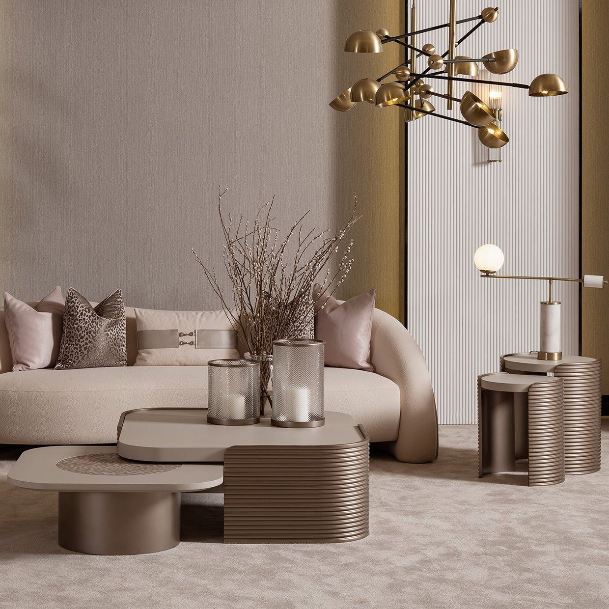 Mod Dream Nesting Tables, Set of 2 - Rich Champagne