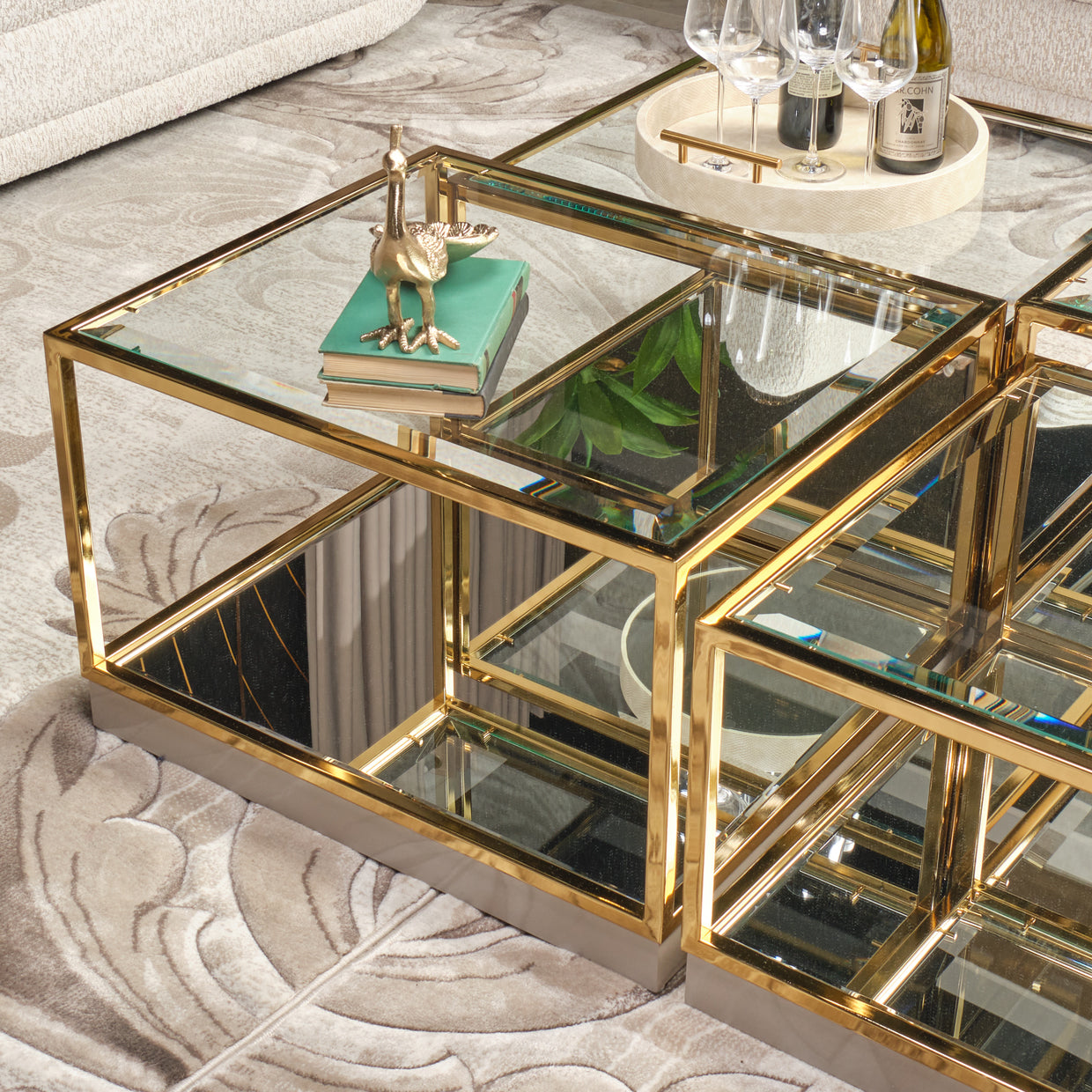 Savannah Breeze Tall Cocktail Table, Set of 2 - Bright Gold