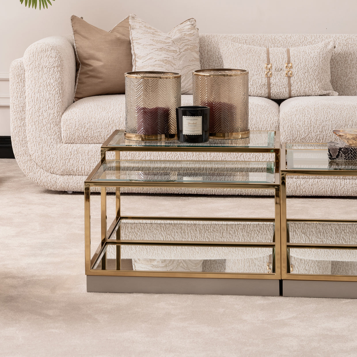 Savannah Breeze Short Cocktail Table, Set of 2 - Bright Gold