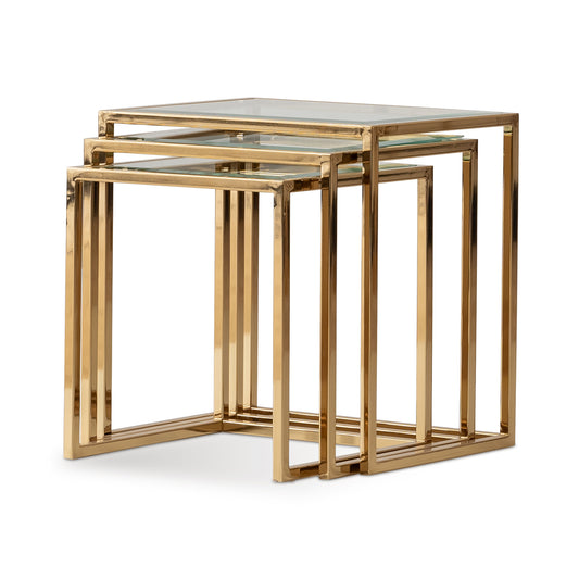 Savannah Breeze Nesting Tables, Set of 3 - Bright Gold