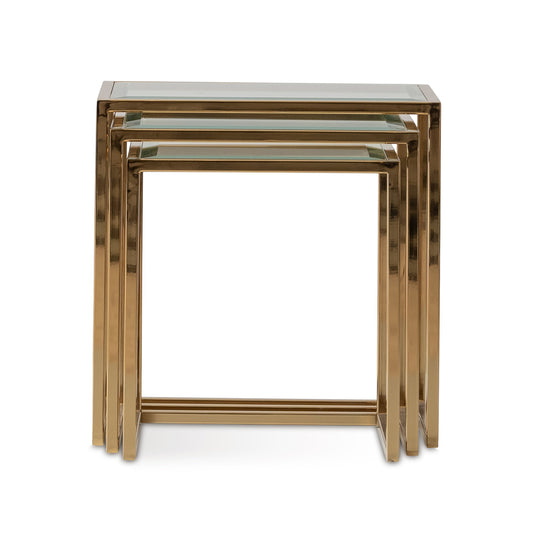 Savannah Breeze Nesting Tables, Set of 3 - Bright Gold