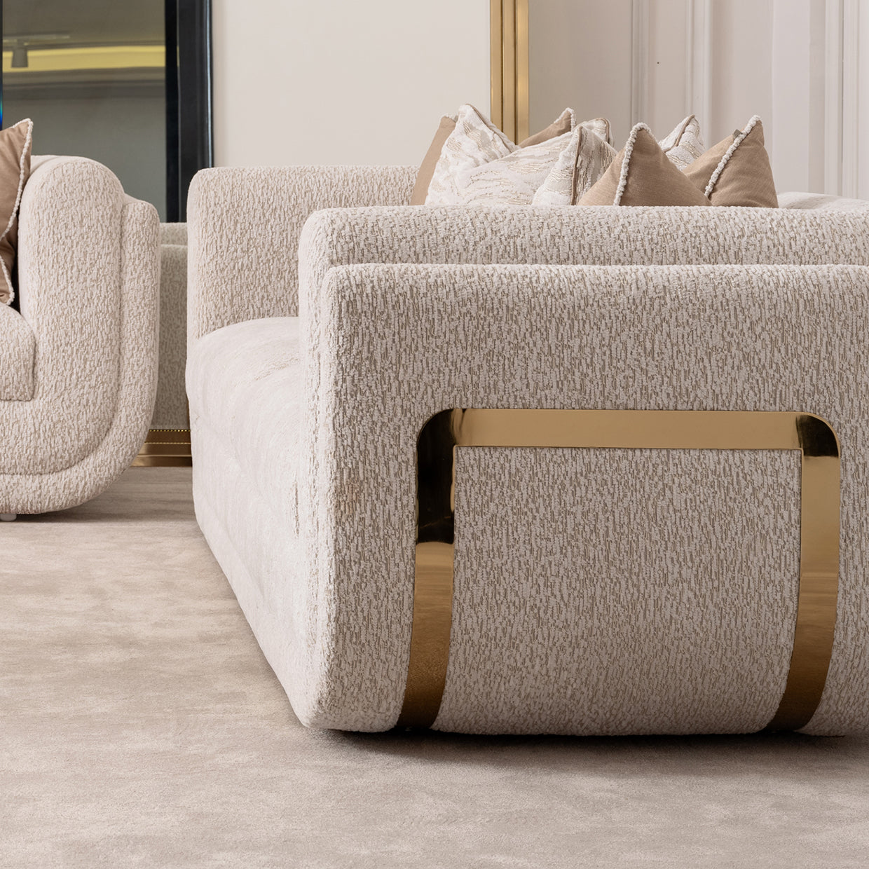 Savannah Breeze Standard Sofa - Cashmere/Bright Gold