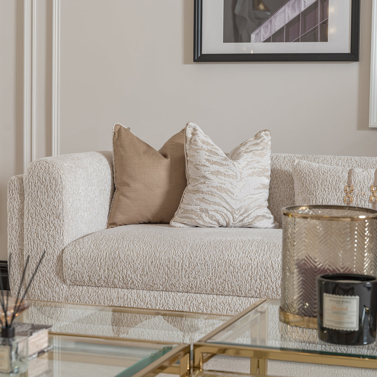 Savannah Breeze Mansion Sofa - Cashmere/Bright Gold