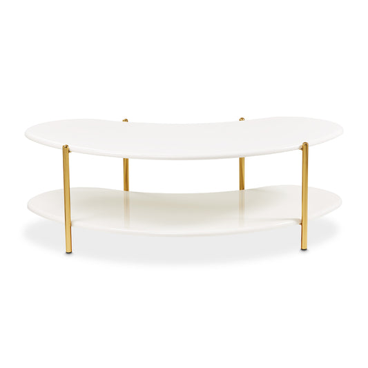 Sassani Cocktail Table - Pearl White/Gold