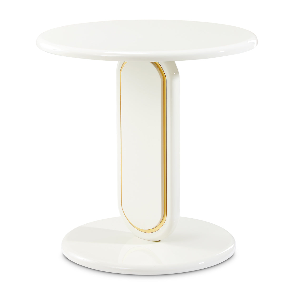 Sassani End Table - Pearl White/Gold