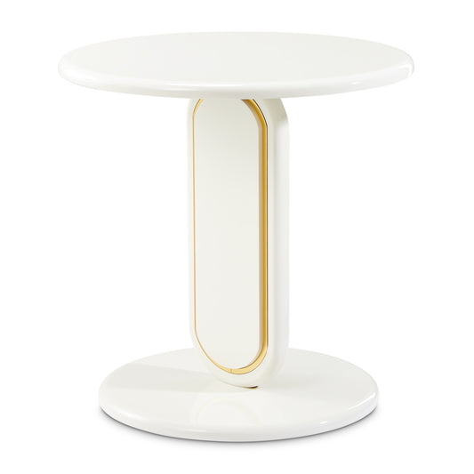 Sassani End Table - Pearl White/Gold