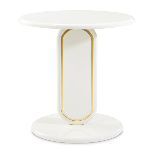 Sassani End Table - Pearl White/Gold