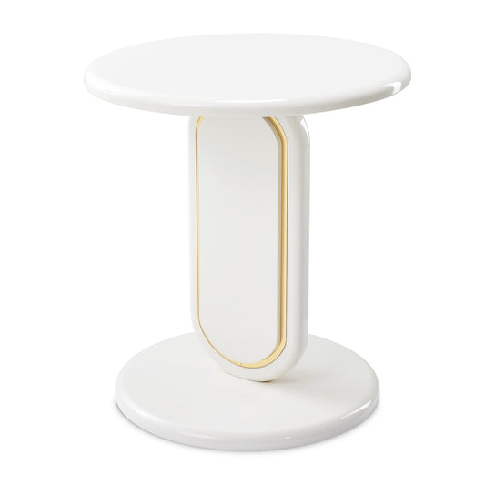 Sassani Accent Table - Pearl White/Gold