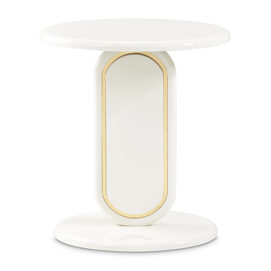 Sassani Accent Table - Pearl White/Gold