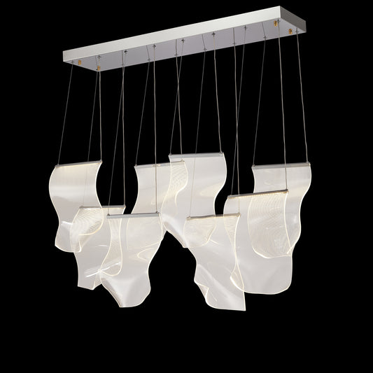 Sheer Waves 8 Light Rect. LED Chandelier - Chrome